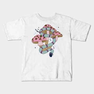 Snake and Mushrooms - Blush pastels Kids T-Shirt